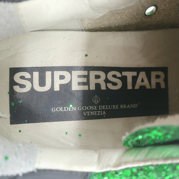Golden Goose Superstar Glitter Sneakers Green Size 36