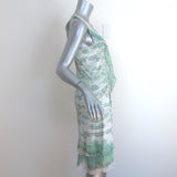 Roberto Cavalli Sleeveless Flounce Dress Light Green Chiffon-Trim Jersey Size 44