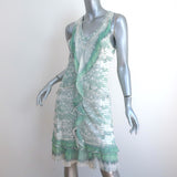 Roberto Cavalli Sleeveless Flounce Dress Light Green Chiffon-Trim Jersey Size 44