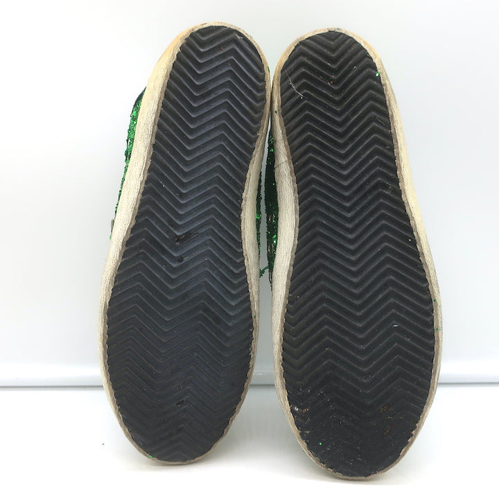 Golden Goose Superstar Glitter Sneakers Green Size 36