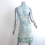 Roberto Cavalli Sleeveless Flounce Dress Light Green Chiffon-Trim Jersey Size 44
