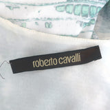 Roberto Cavalli Sleeveless Flounce Dress Light Green Chiffon-Trim Jersey Size 44