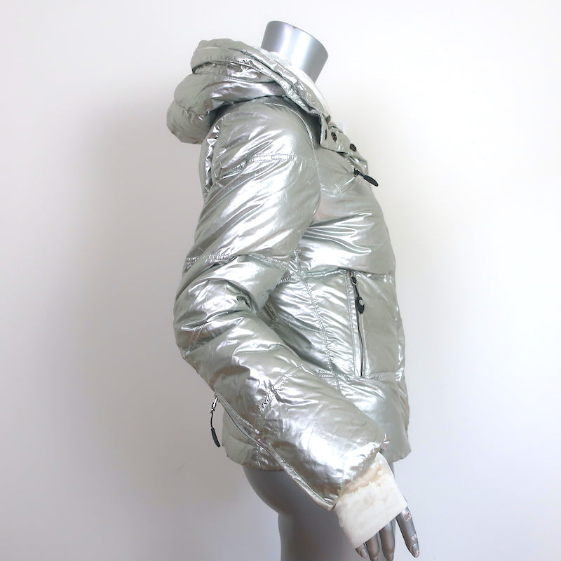Jet Set Hooded Down Puffer Jacket Silver Size 1