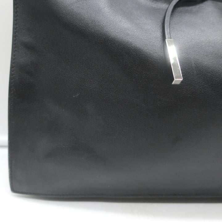 Vintage Gucci Drawstring Tote Black Leather Small Shoulder Bag
