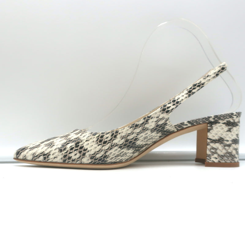 Manolo Blahnik Allurasa Slingback Pumps Cream Snakeskin Size 38.5 NEW