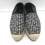 Balmain Alex Platform Espadrilles Black PB Labyrinth Monogram Canvas Size 42 NEW