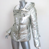 Jet Set Hooded Down Puffer Jacket Silver Size 1