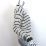 Moncler Striped Pointelle Knit Sweater Taupe Virgin Wool Size Extra Small