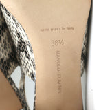 Manolo Blahnik Allurasa Slingback Pumps Cream Snakeskin Size 38.5 NEW