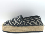Balmain Alex Platform Espadrilles Black PB Labyrinth Monogram Canvas Size 42 NEW