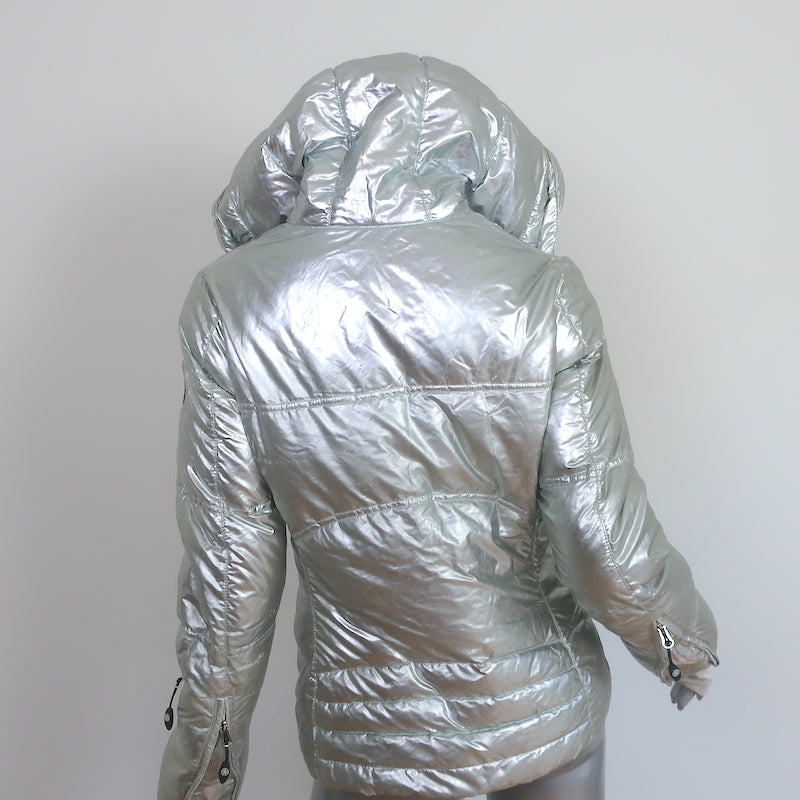 Jet Set Hooded Down Puffer Jacket Silver Size 1
