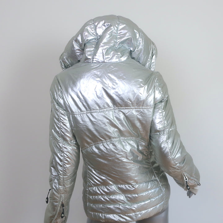 Jet Set Hooded Down Puffer Jacket Silver Size 1