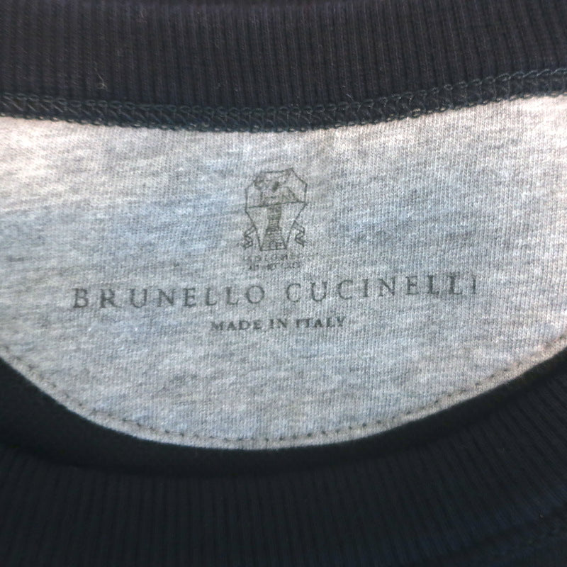 Brunello Cucinelli Crewneck Sweatshirt Navy Cotton-Silk Size Large