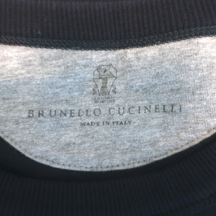 Brunello Cucinelli Crewneck Sweatshirt Navy Cotton-Silk Size Large