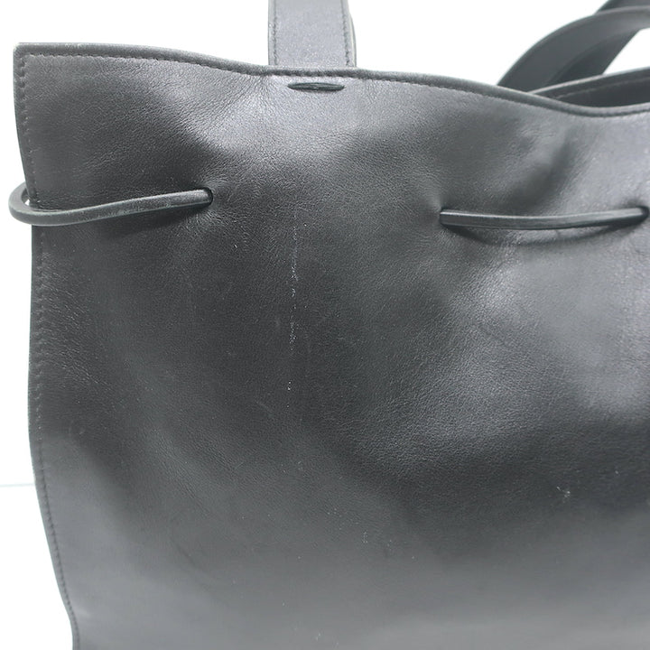 Vintage Gucci Drawstring Tote Black Leather Small Shoulder Bag