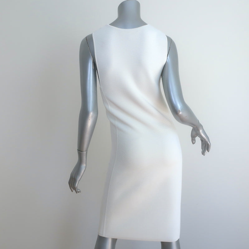 Ralph Lauren Black Label Sleeveless Sheath Dress Cream Ribbed Knit Size Medium
