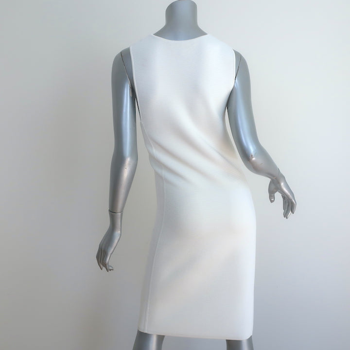 Ralph Lauren Black Label Sleeveless Sheath Dress Cream Ribbed Knit Size Medium