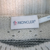 Moncler Striped Pointelle Knit Sweater Taupe Virgin Wool Size Extra Small