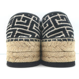Balmain Alex Platform Espadrilles Black PB Labyrinth Monogram Canvas Size 42 NEW
