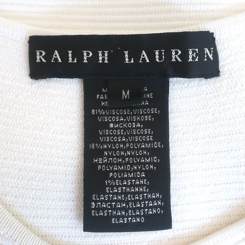 Ralph Lauren Black Label Sleeveless Sheath Dress Cream Ribbed Knit Size Medium