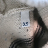 Moncler Striped Pointelle Knit Sweater Taupe Virgin Wool Size Extra Small