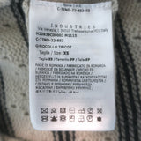 Moncler Striped Pointelle Knit Sweater Taupe Virgin Wool Size Extra Small