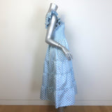 Hill House Home The Ellie Nap Dress Blue Metallic Snowflake Brocade Size Small