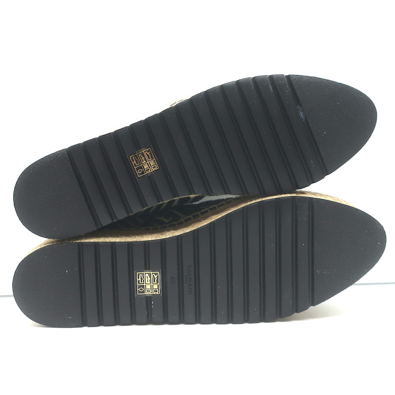 Balmain Alex Platform Espadrilles Black PB Labyrinth Monogram Canvas Size 42 NEW