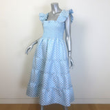 Hill House Home The Ellie Nap Dress Blue Metallic Snowflake Brocade Size Small