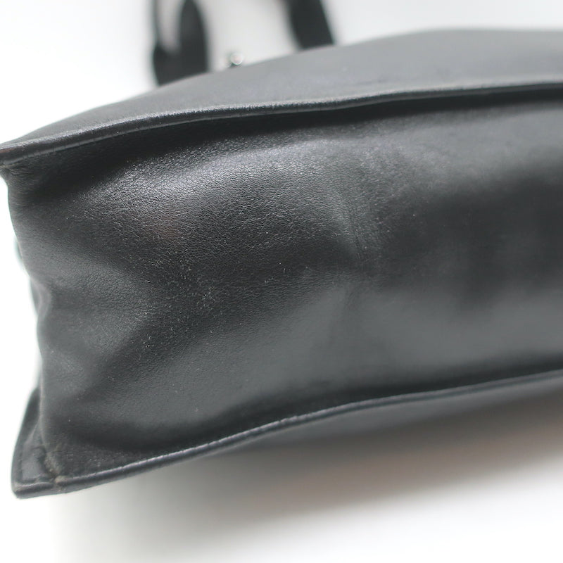 Vintage Gucci Drawstring Tote Black Leather Small Shoulder Bag