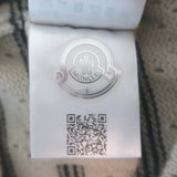 Moncler Striped Pointelle Knit Sweater Taupe Virgin Wool Size Extra Small