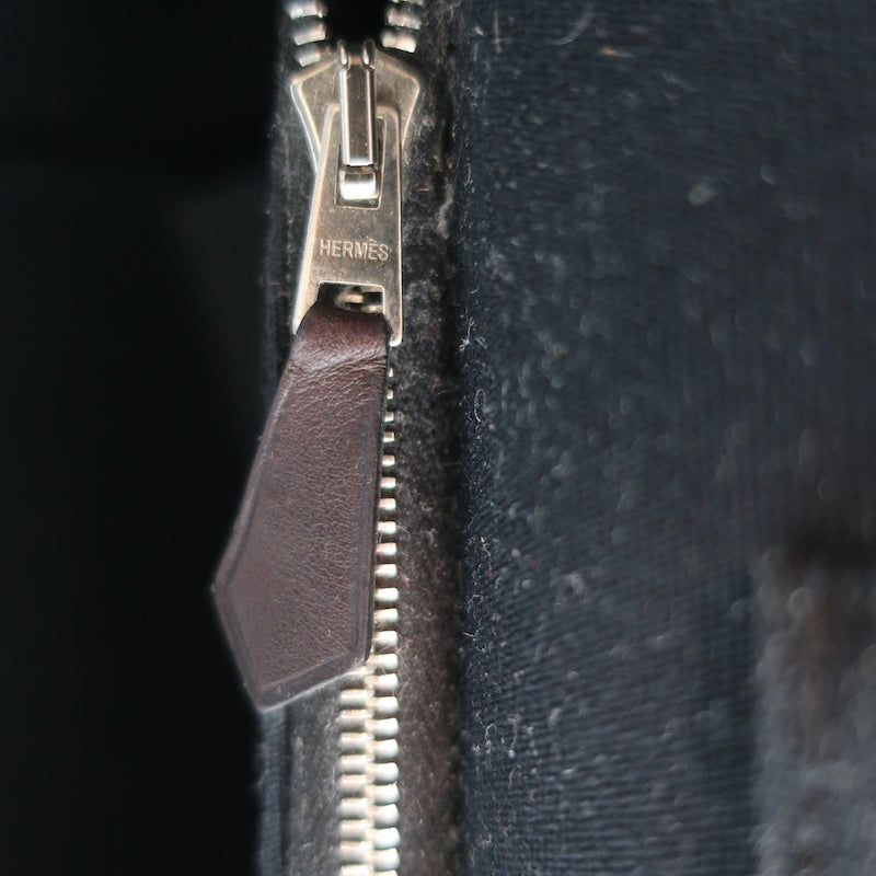 Hermes Cabag Elan Tote Black Canvas Medium Shoulder Bag