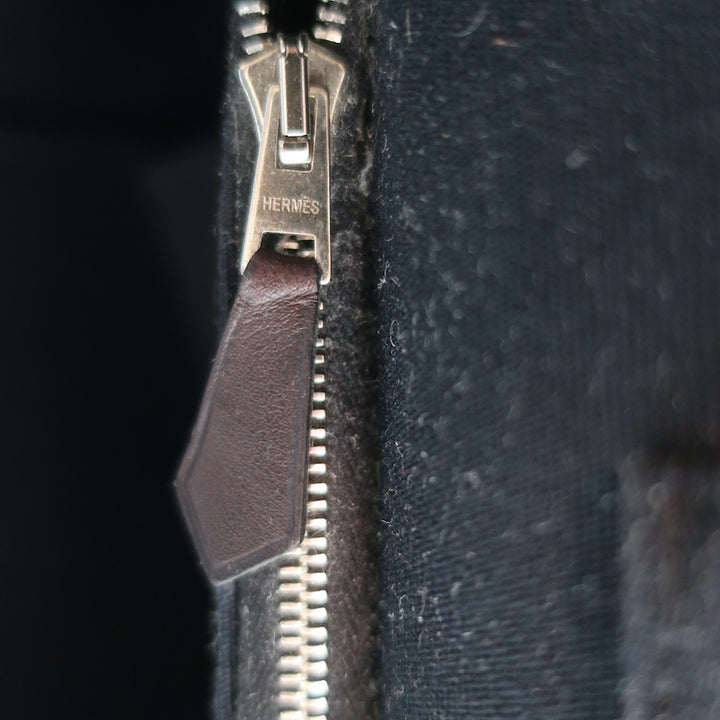 Hermes Cabag Elan Tote Black Canvas Medium Shoulder Bag