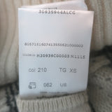 Moncler Striped Pointelle Knit Sweater Taupe Virgin Wool Size Extra Small