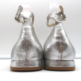 Dolce Vita Ashya Ankle Strap Ballet Flats Silver Metallic Leather Size 8 NEW