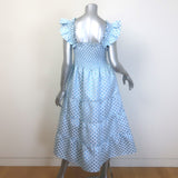 Hill House Home The Ellie Nap Dress Blue Metallic Snowflake Brocade Size Small