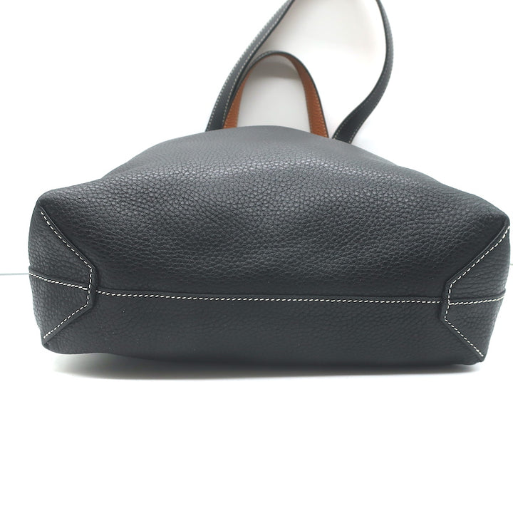 Hermes Sac Double Sens 32 Reversible Tote Black &amp; Orange Clemence Leather