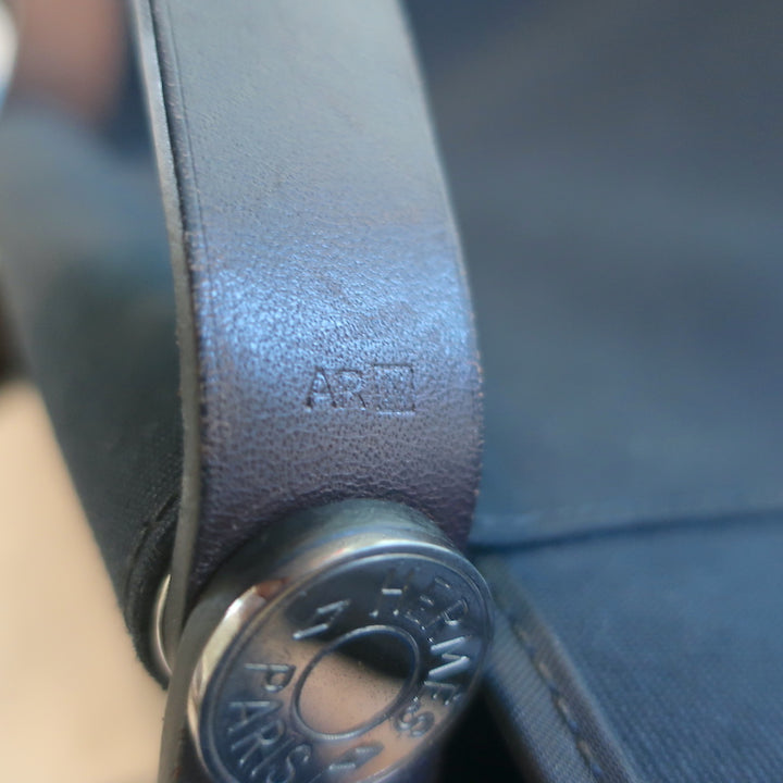 Hermes Cabag Elan Tote Black Canvas Medium Shoulder Bag