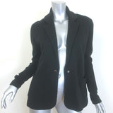 Minnie Rose Knit Boyfriend Blazer Black Cotton-Blend Size Extra Small