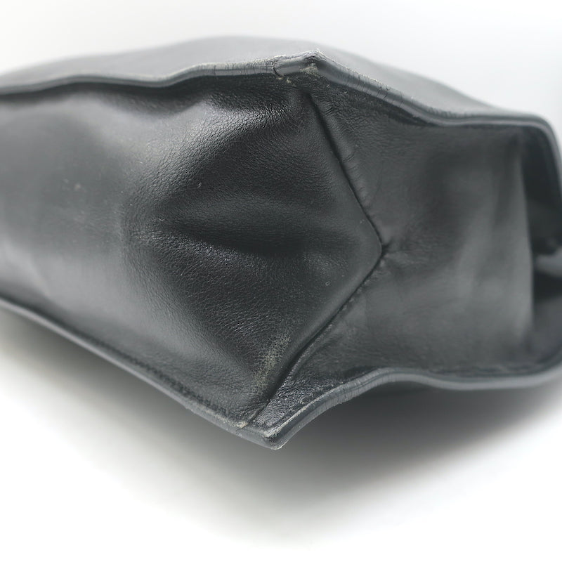 Vintage Gucci Drawstring Tote Black Leather Small Shoulder Bag