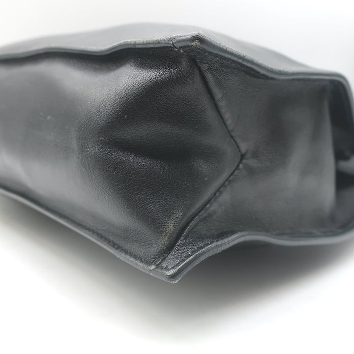 Vintage Gucci Drawstring Tote Black Leather Small Shoulder Bag