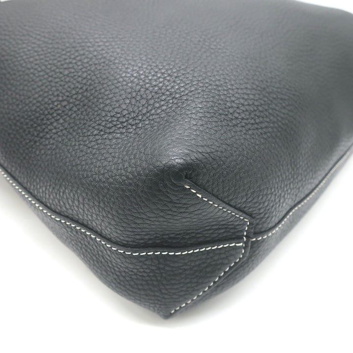 Hermes Sac Double Sens 32 Reversible Tote Black &amp; Orange Clemence Leather