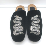 Gucci Lawrence Crystal Snake-Embroidered Slipper Mules Black Velvet Size 8