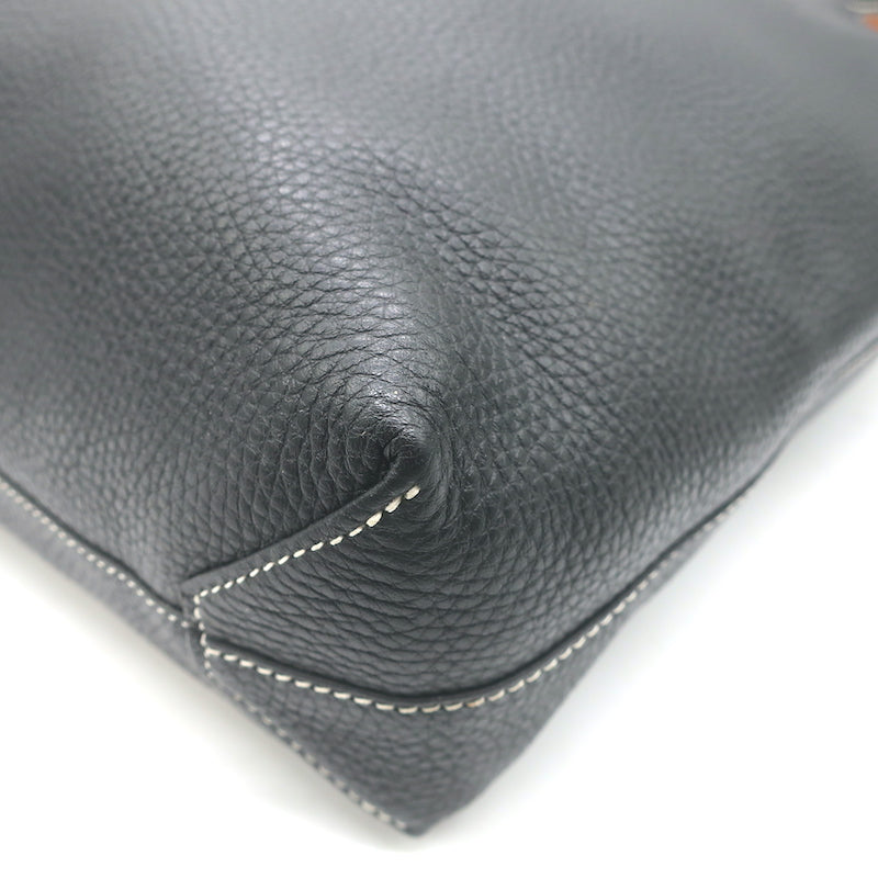Hermes Sac Double Sens 32 Reversible Tote Black &amp; Orange Clemence Leather