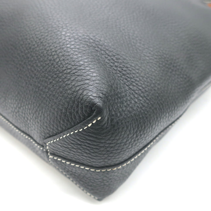 Hermes Sac Double Sens 32 Reversible Tote Black &amp; Orange Clemence Leather