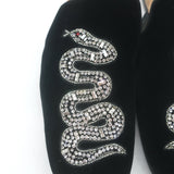 Gucci Lawrence Crystal Snake-Embroidered Slipper Mules Black Velvet Size 8