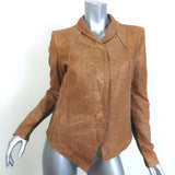Helmut Lang Distressed Leather Button-Front Jacket Brown Size Small