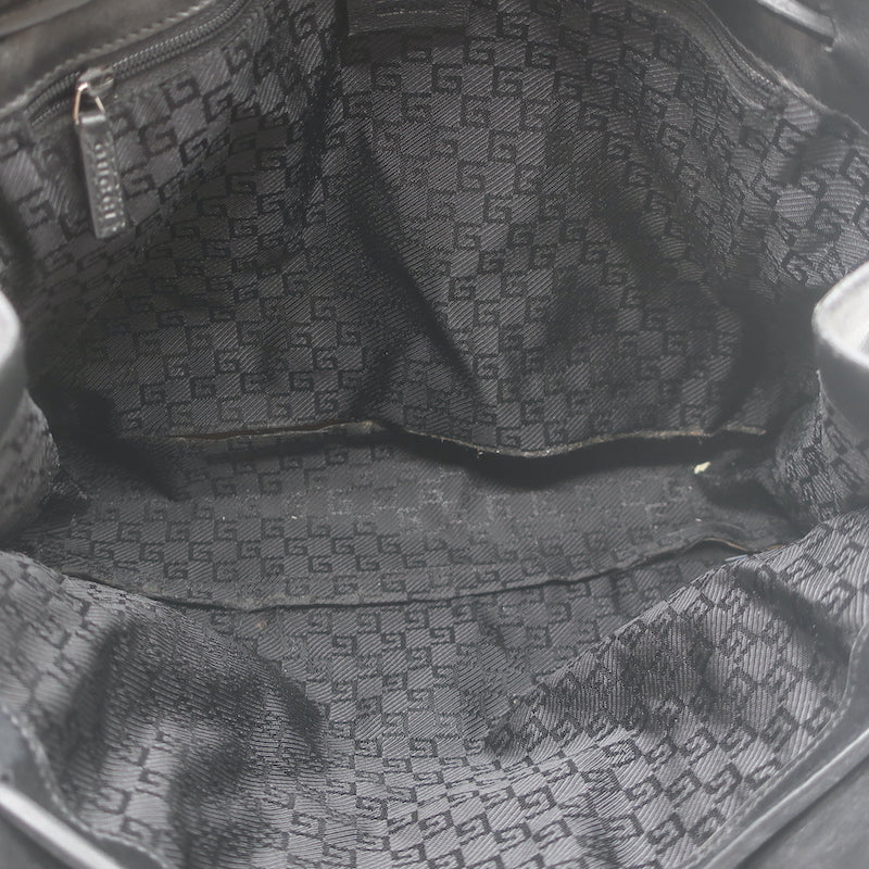 Vintage Gucci Drawstring Tote Black Leather Small Shoulder Bag