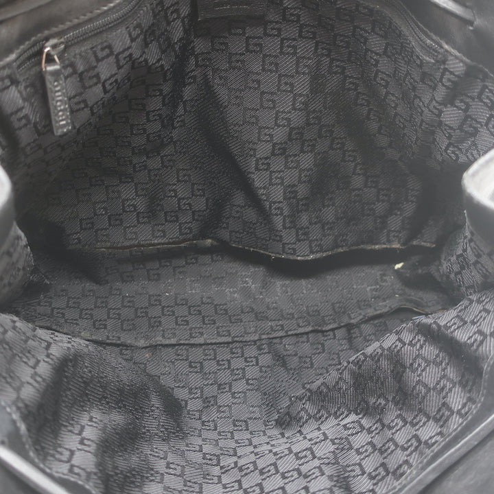 Vintage Gucci Drawstring Tote Black Leather Small Shoulder Bag