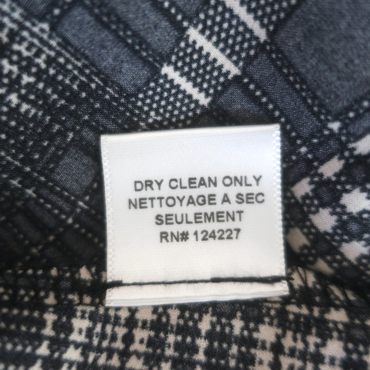 MISA Isabel Ruffled Mini Wrap Dress Black/Ecru Plaid Size Large